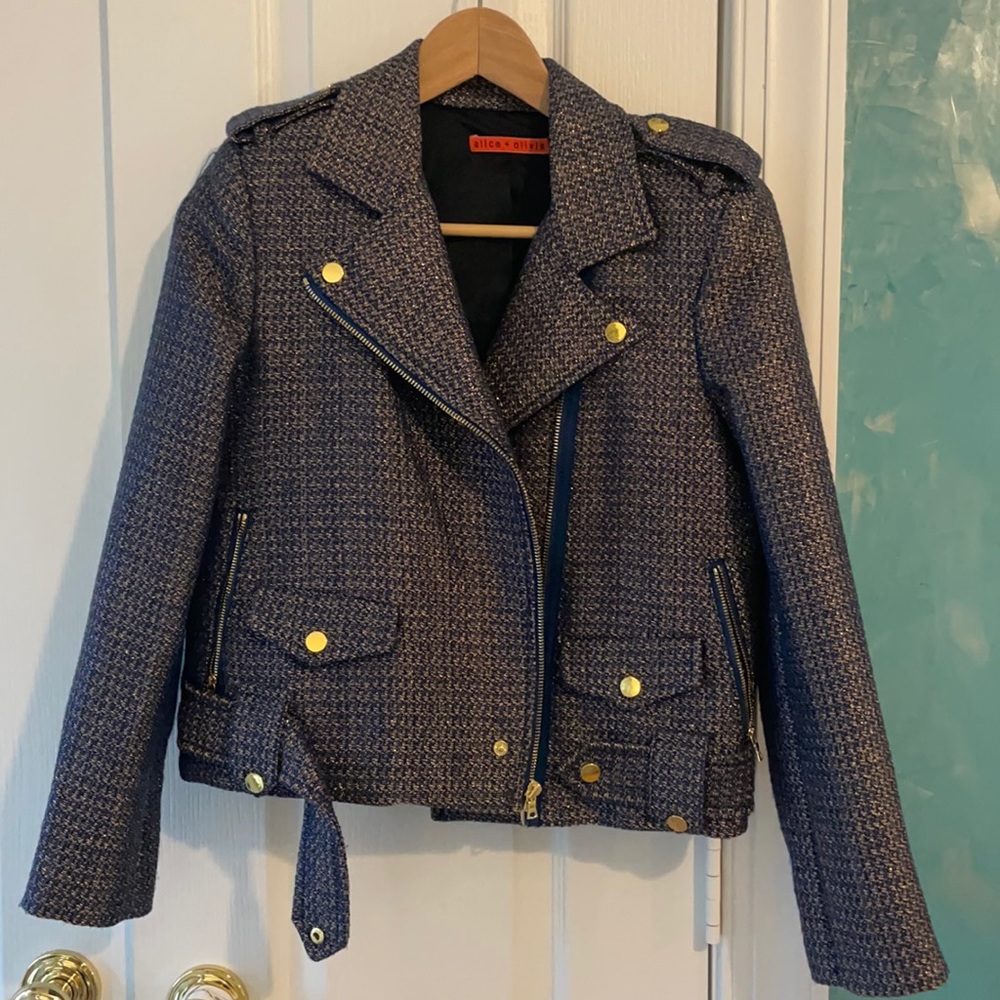 Alice + Olivia Kellen Cropped Army Zip Jacket